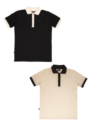 PACK POLO CAMISERO - NEGRO Y BEIGE.