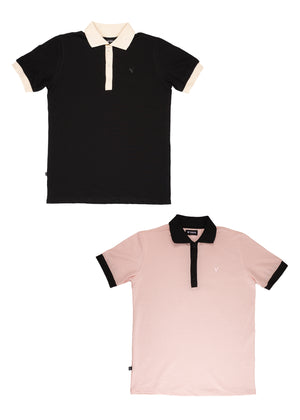 PACK POLO CAMISERO- NEGRO Y ROSADO